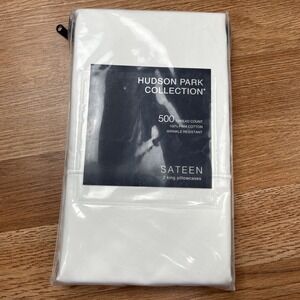 Hudson Park Collection 2 Pack KING Size Sateen Pillowcases in White NEW